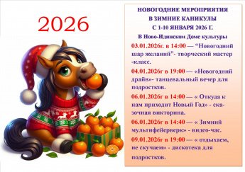 Анонс новогодних мероприятий в зимние каникулы 2026 г.